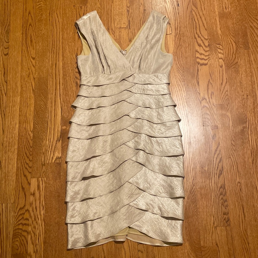Champagne V-neck ruffle dress